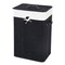 Black Wicker Laundry Basket with Removable Polyester Cotton Liner and PU Handles